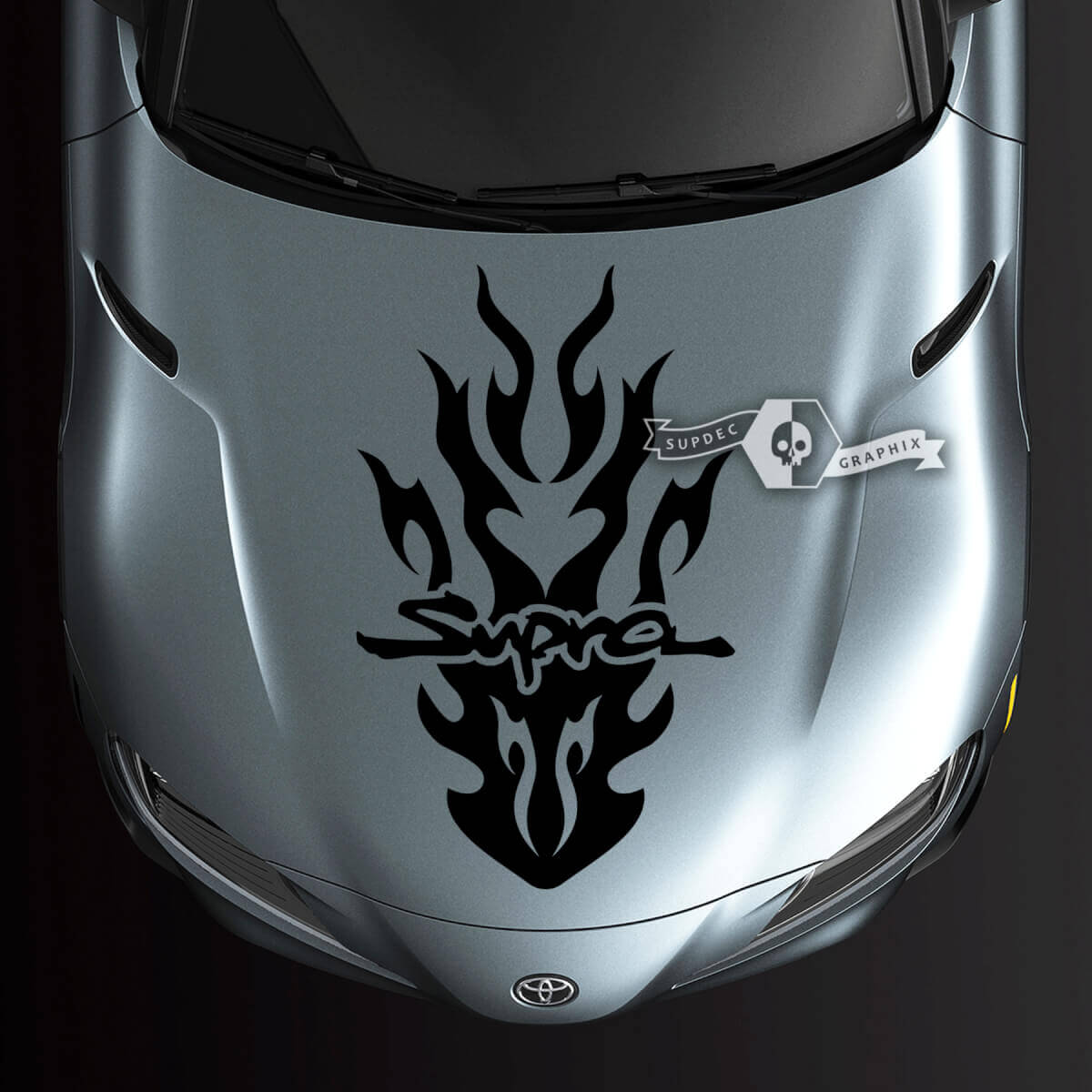 Toyota Supra MK V A90 A91 Hood Racing Flame Logo Stripe Graphics Aufkleber Aufkleber
