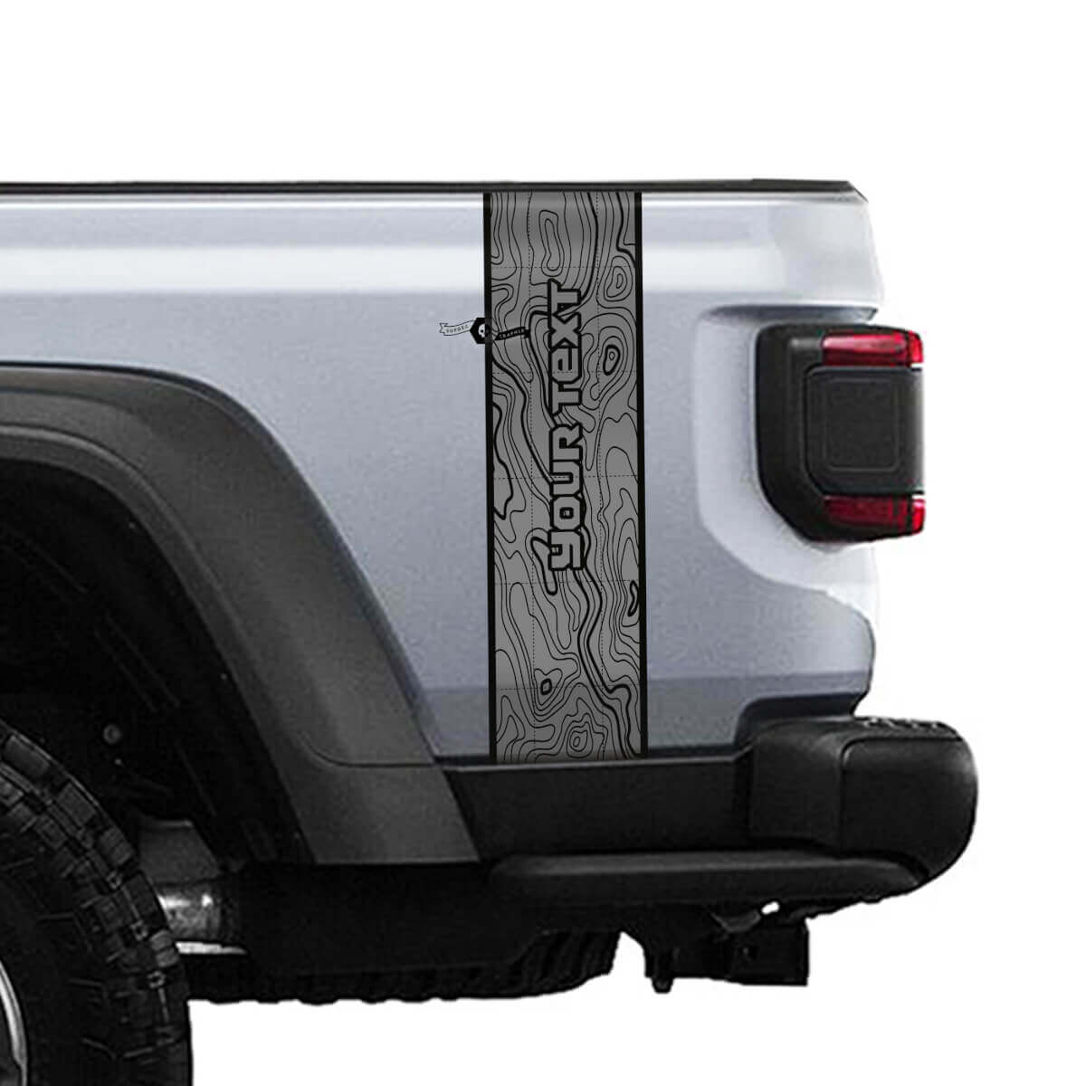 Individuelle Topographische Karte Heckseitenstreifen Vinyl-Grafiken für Jeep Gladiator JT Rubicon Mojave