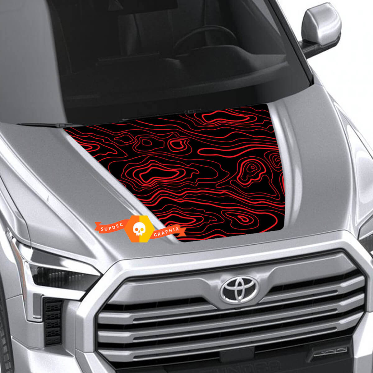 Hood Topographic Map TRD 4X4 Off Road Wrap Aufkleber für Toyota Tundra 3rd 2021 - up Sticker Graphics SupDec Design
