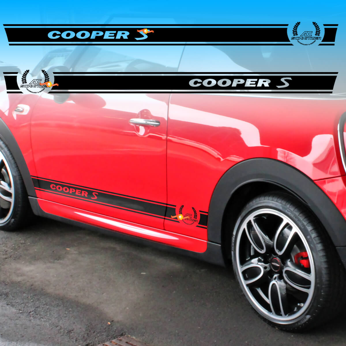 AC Schnitzer Outline Streifen Seiten Vinyl-Aufkleber für MINI Cooper