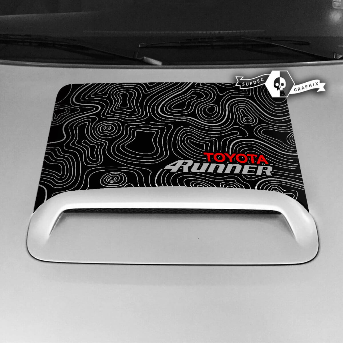 Topografische Karte Haubenschaufel Vinyl-Aufkleber Für Toyota 4Runner 2020-2023