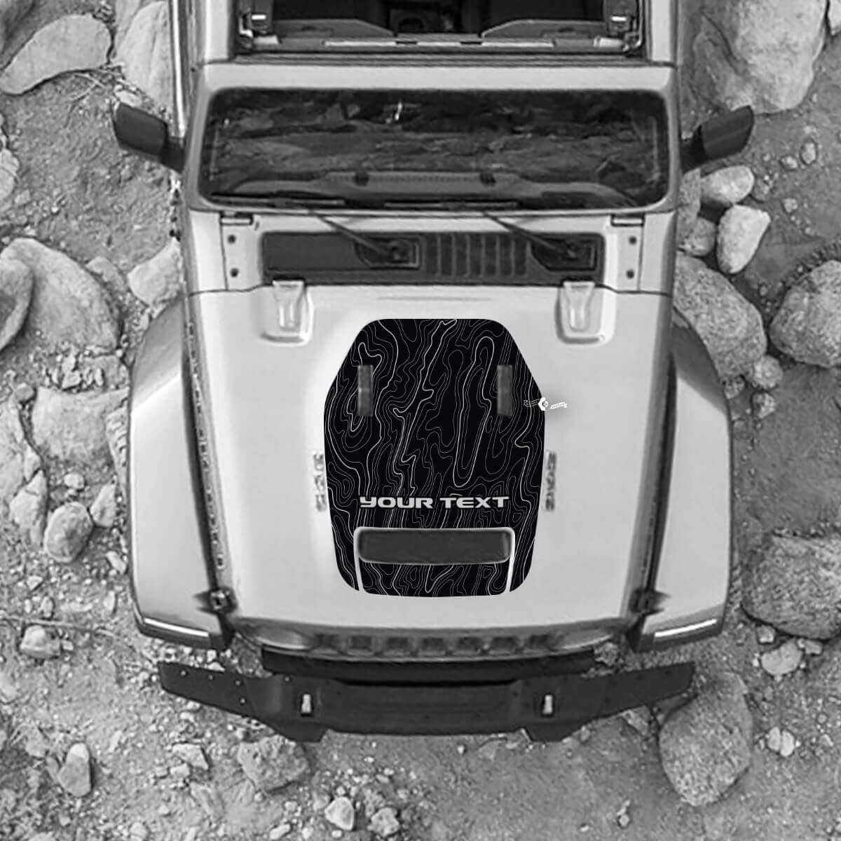 Kapuze für 2021 2022 2023 Jeep Mountains Wrangler Logo Rubicon Aufkleber Grafik Vinyl SupDec Design
