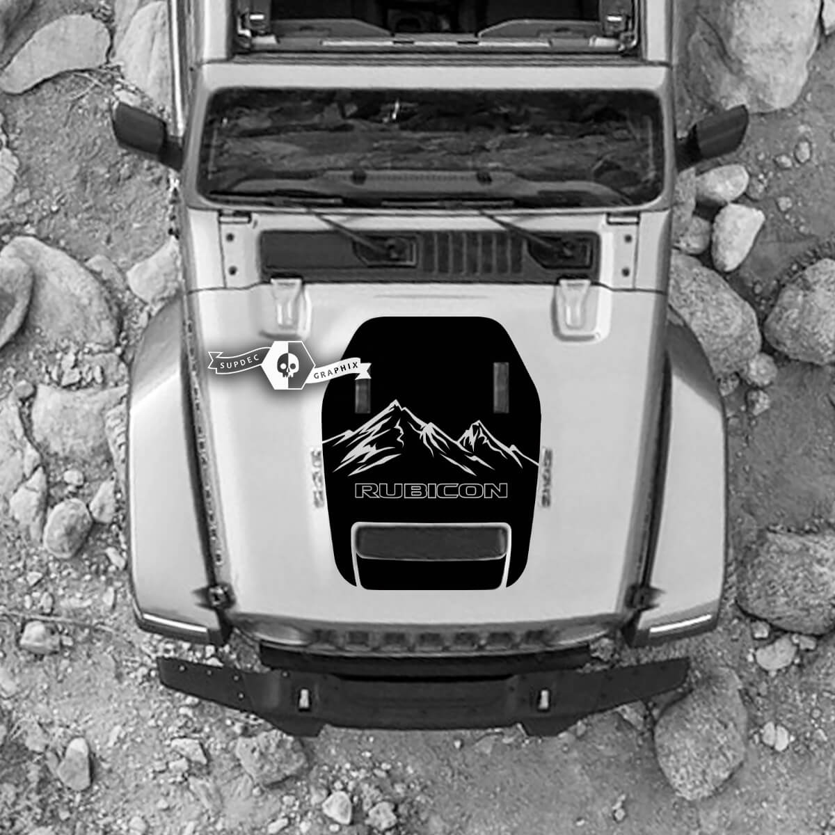Kapuze für 2021 2022 2023 Jeep Mountains Wrangler Topografische Karte Topo Rubicon Aufkleber Grafik Vinyl SupDec Design
