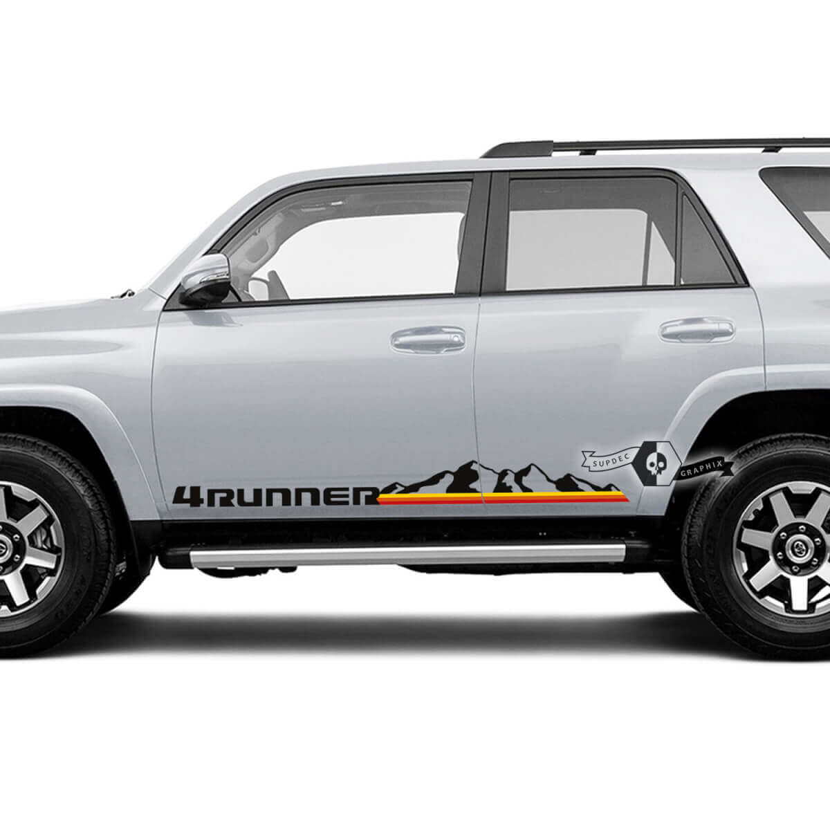 Berge & Retro-Streifen Seitentür Vinyl-Aufkleber für Toyota 4Runner 2009-2024