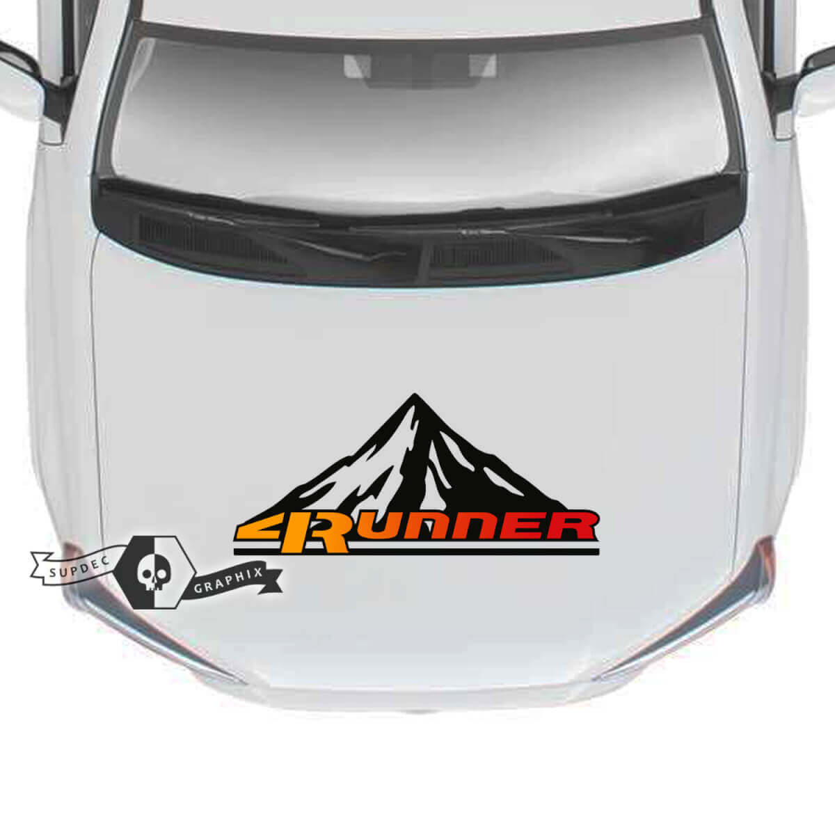 Hood 4Runner 2023 Old School Sonnenuntergang Vinyl Berge Wald Aufkleber Aufkleber für Toyota 4Runner TRD
