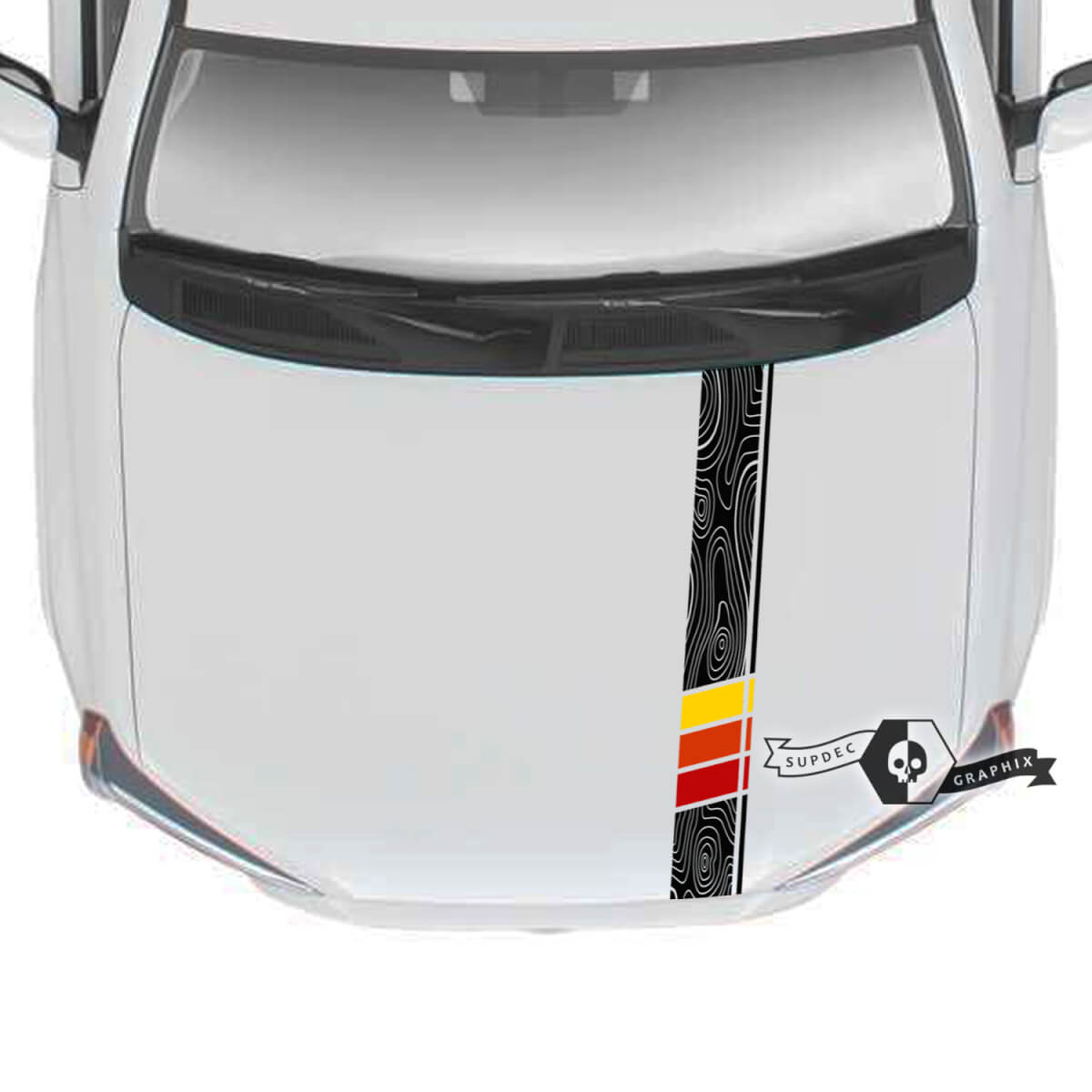 Hood 4Runner 2023 Vinyl Topo Topografische Karte SunSet Aufkleber Streifen Aufkleber für Toyota 4Runner TRD
