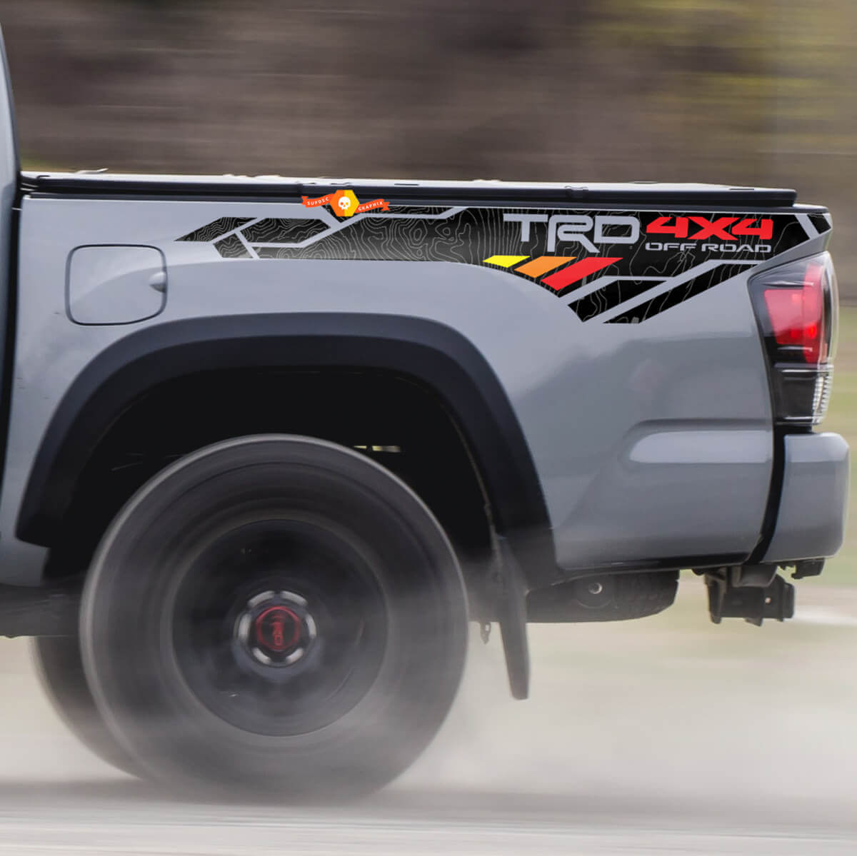TRD-Style 4x4 Offroad Topografische Bettseiten Vinylaufkleber für Toyota Tacoma Tundra