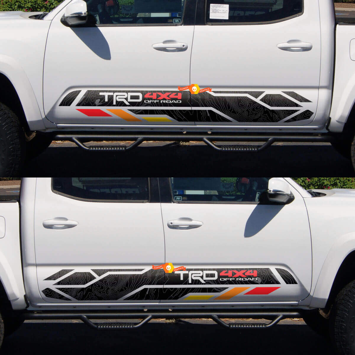 TRD 4x4 Off Road Topografisches Rocker Panel Vinyl-Aufkleber-Set für Toyota Tacoma Tundra