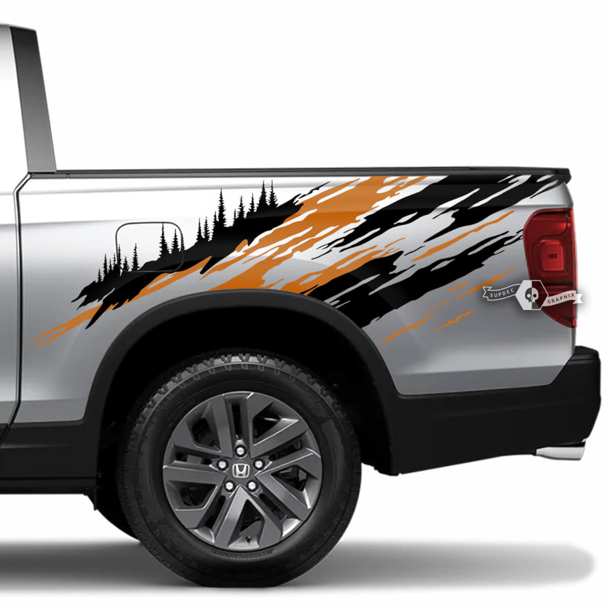 Paar HONDA RIDGELINE Destroyed Splash Bed Fender Vinyl Türen Aufkleber Aufkleber Grafiken 2 Farben

