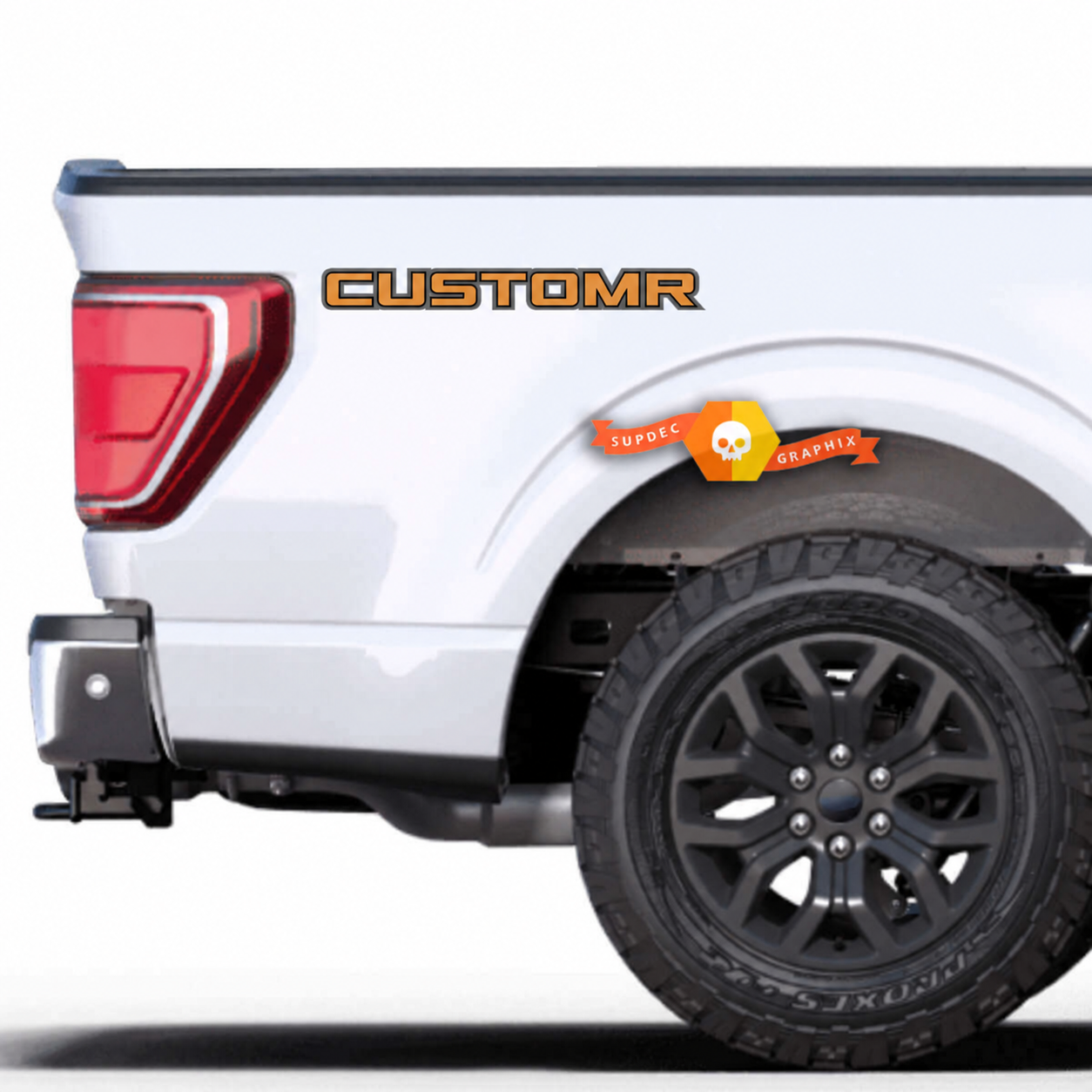CUSTOMR Orange Shadow Lettering Pair Ladeflächenseite Vinylaufkleber für Ford F-150