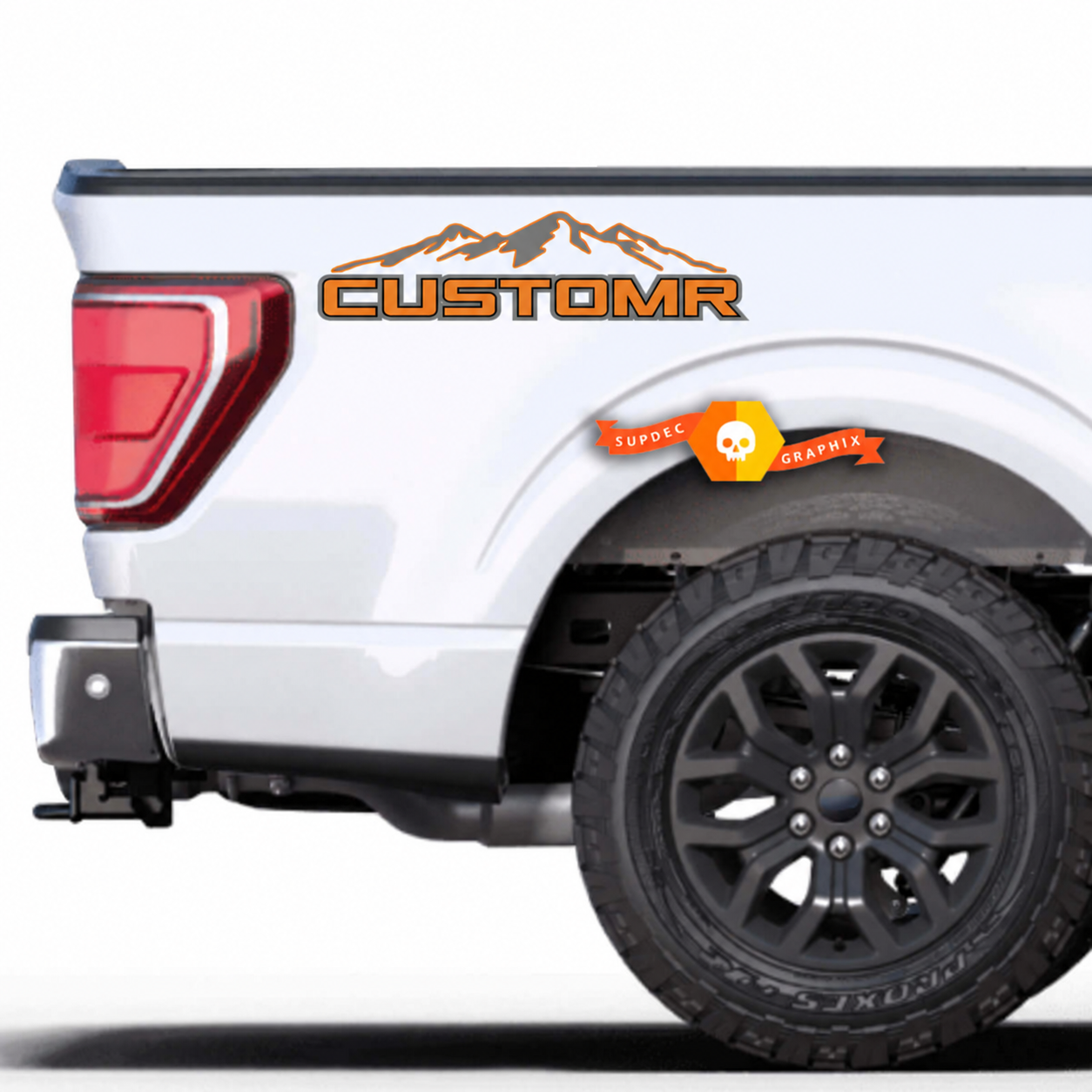 CUSTOMR Filled Mountain Lettering Pair Ladeflächenseite Vinylaufkleber für Ford F-150