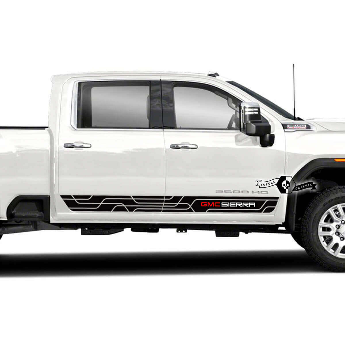  Marken Türseiten-Streifen Vinyl-Aufkleber-Set für GMC Sierra 2500HD