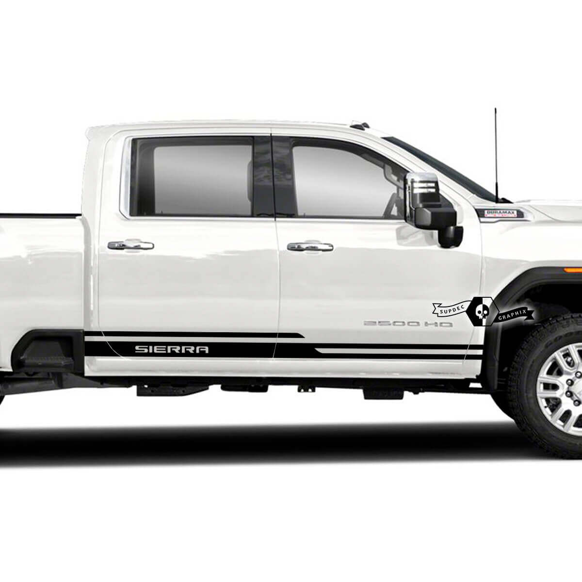 Sierra Schriftzug Seitenstreifen Vinyl Aufkleber Set für GMC Sierra 2500HD