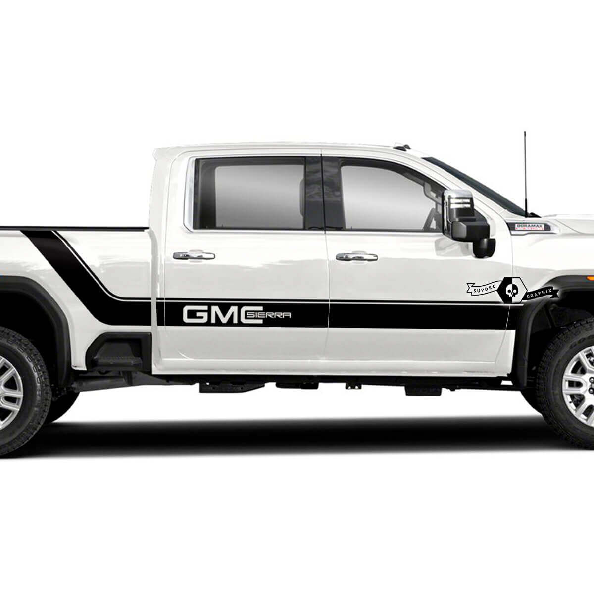 GMC Schriftzug Gebogene Seitenstreifen Vinyl Aufkleber Set für GMC Sierra 2500HD
