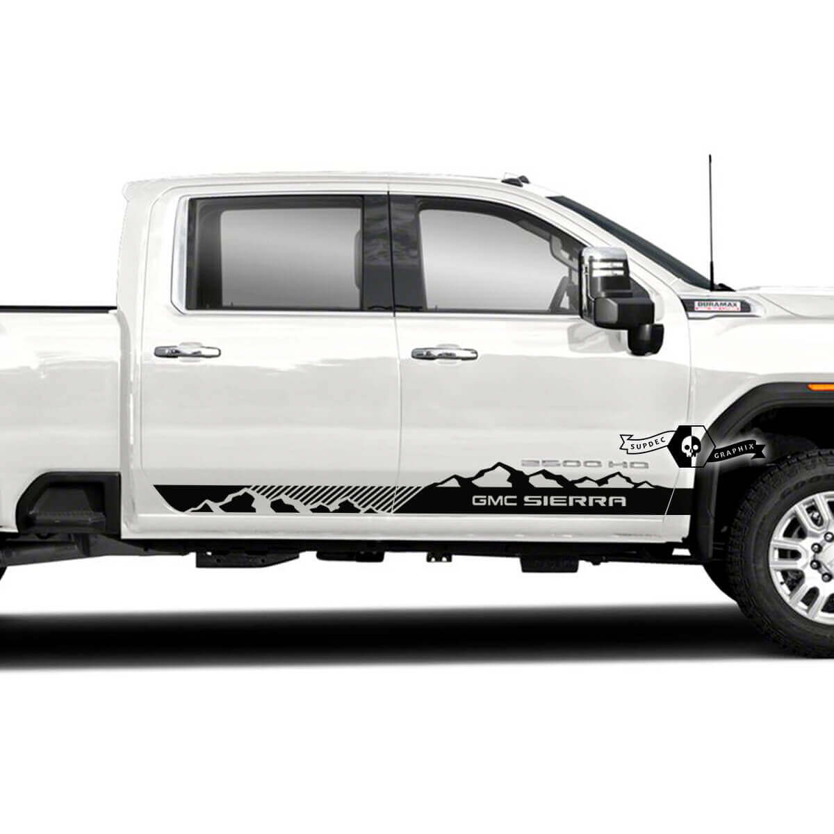 Mountain Style Seiten-Türstreifen Vinyl-Aufkleber Kit für GMC Sierra 2500HD 2022-23