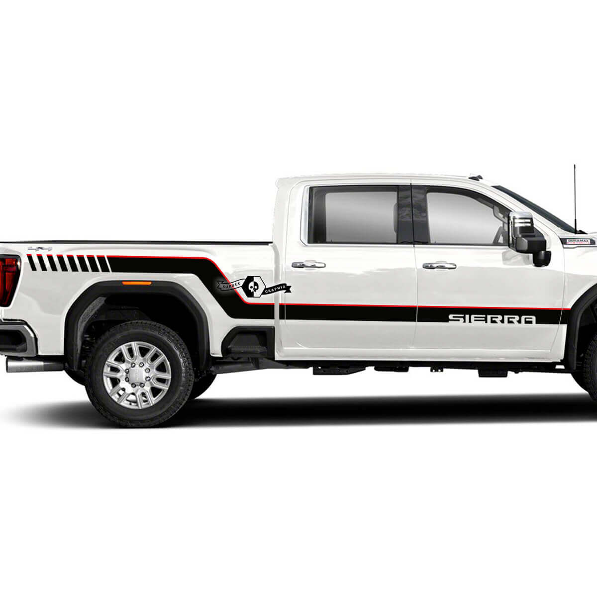 Sierra Gebogene Seitenstreifen Vinylaufkleber Set für GMC Sierra 2500HD 2022