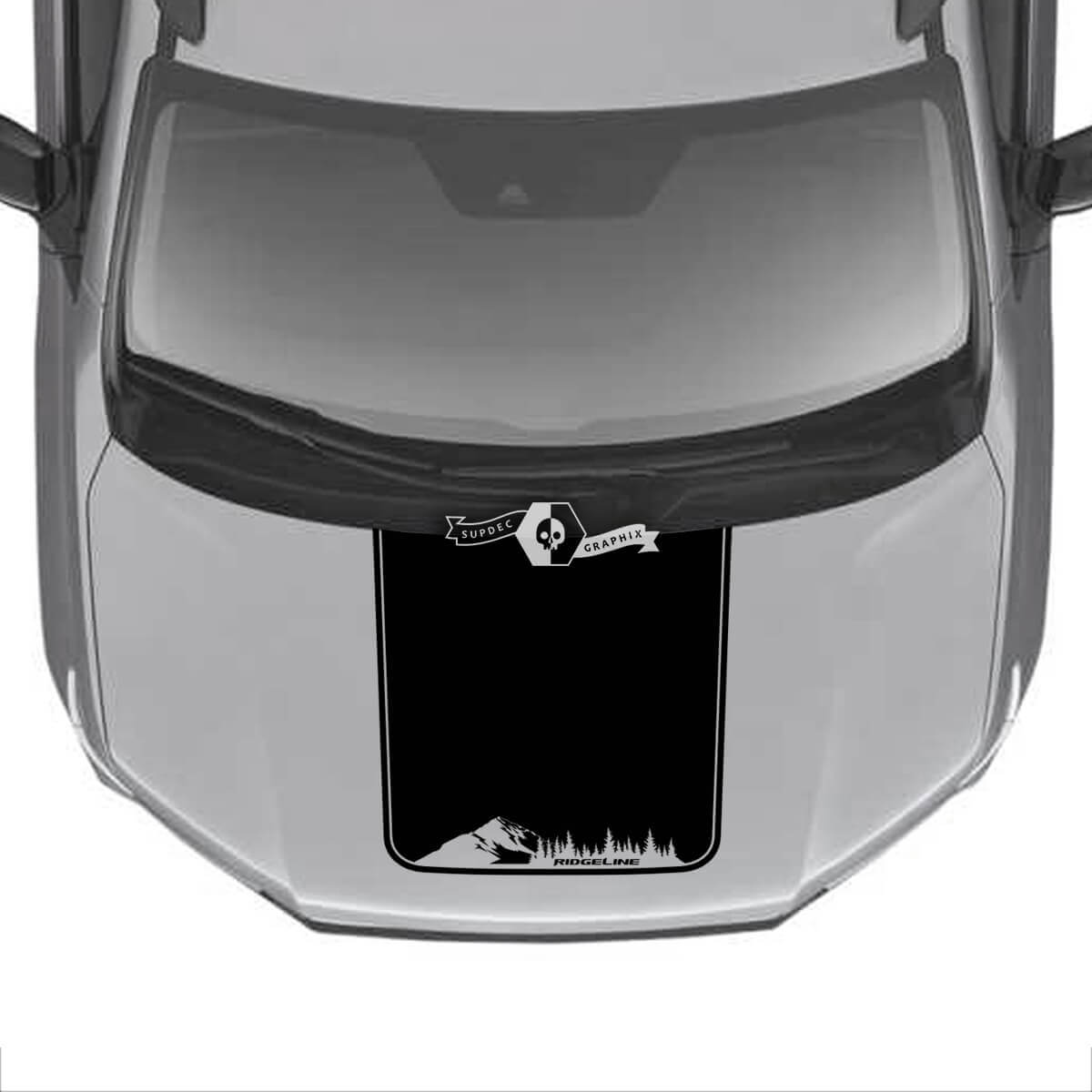 Hood Honda Ridgeline Stripe 2020 2021 2022 2023 Trim Mountains Forest Center Vinyl Aufkleber Aufkleber Aufkleber Grafiken SupDec Design
