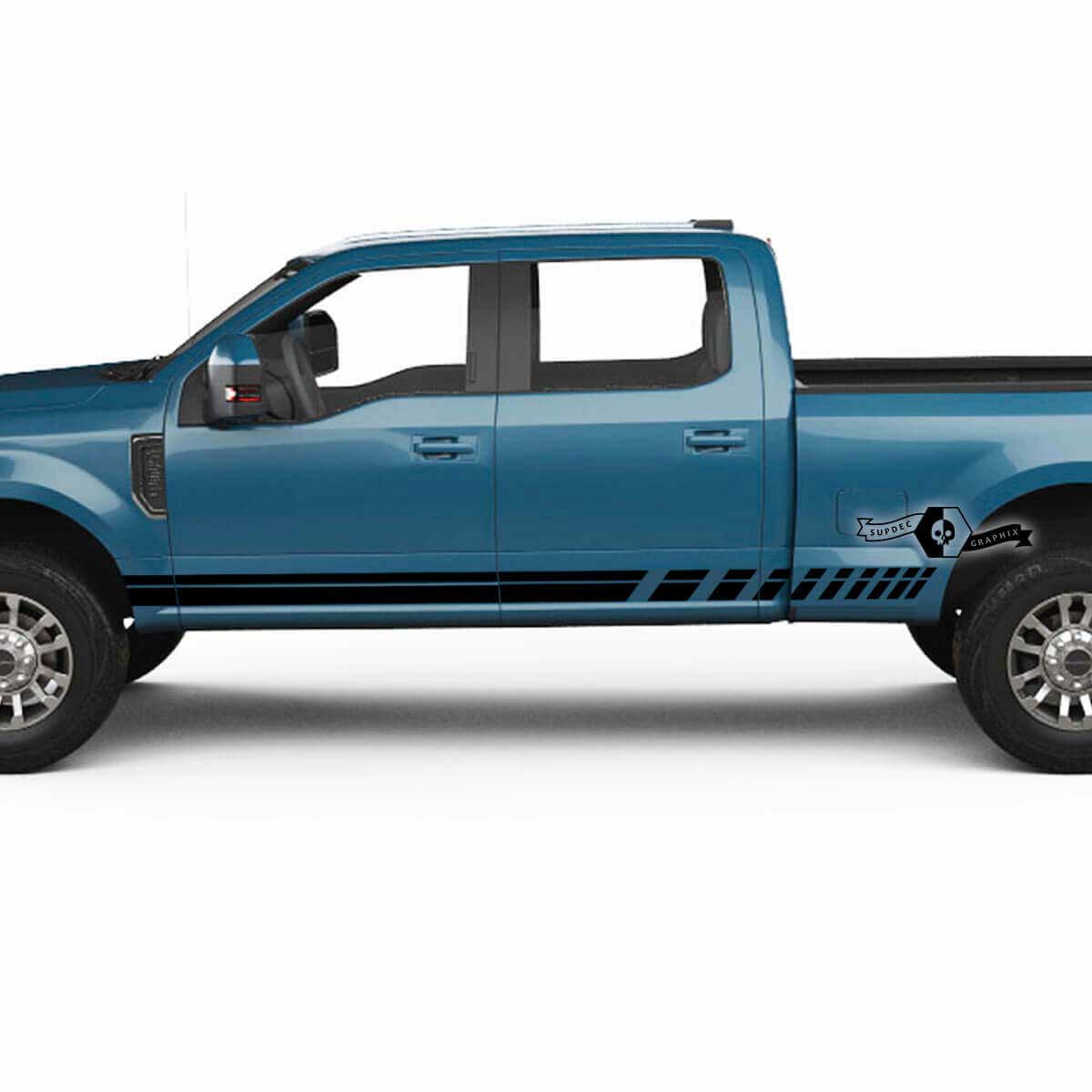 Paar Musclecar Super Duty 2023 Rocker Panel Streifen Karosserie Türen Linien Aufkleber Seitenaufkleber Logo Grafiken Vinyl
