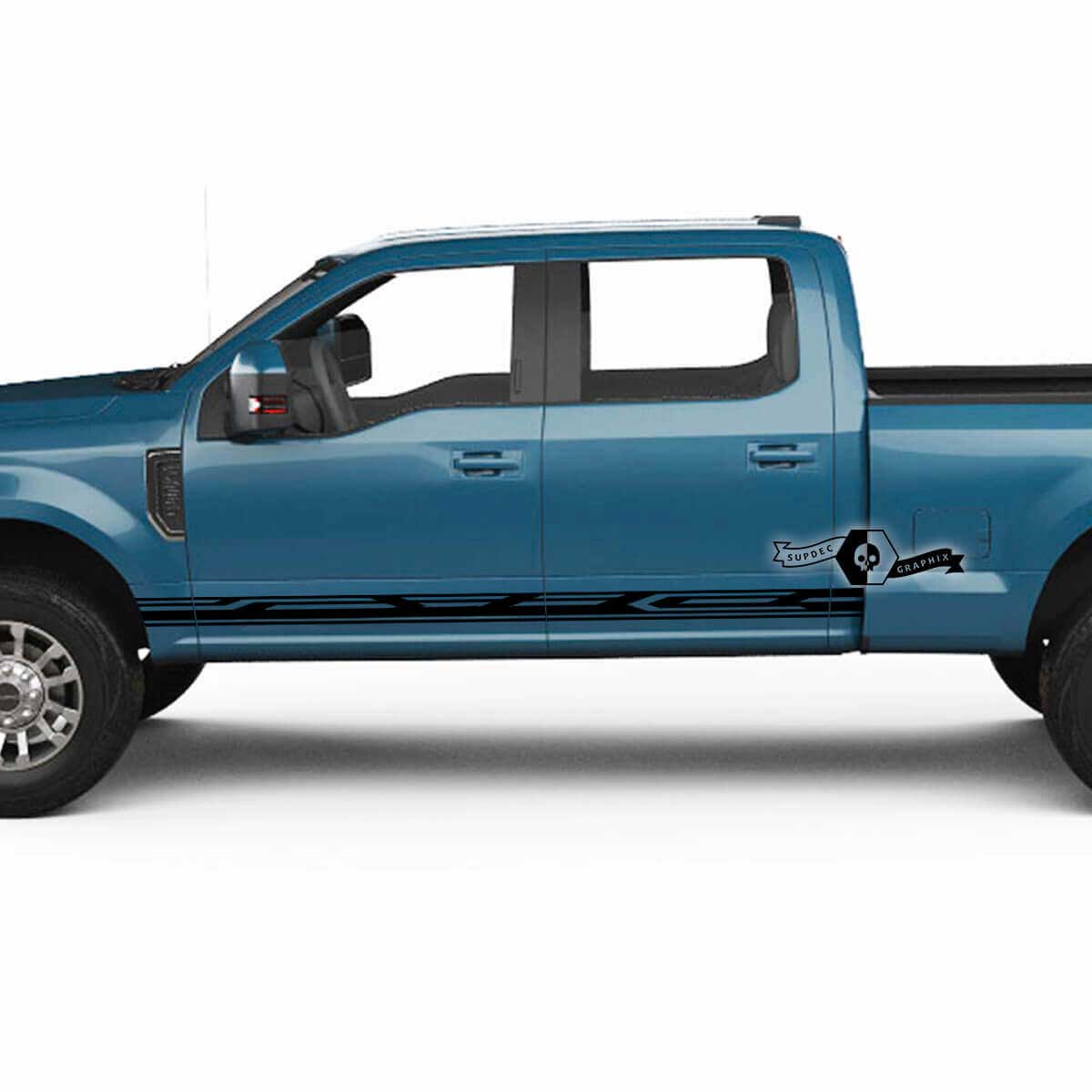 Paar Musclecar Super Duty 2023 Rocker Panel Streifen Karosserie Türen Aufkleber Seitenaufkleber Logo Grafiken Vinyl 2 Farben
