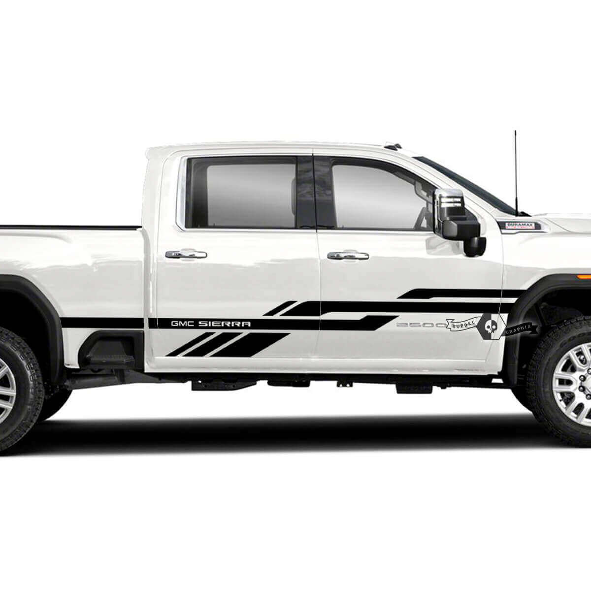 Vinyl-Aufkleber mit ineinander verflochtenen Seitenstreifen für GMC Sierra 2500HD 2022-2023
