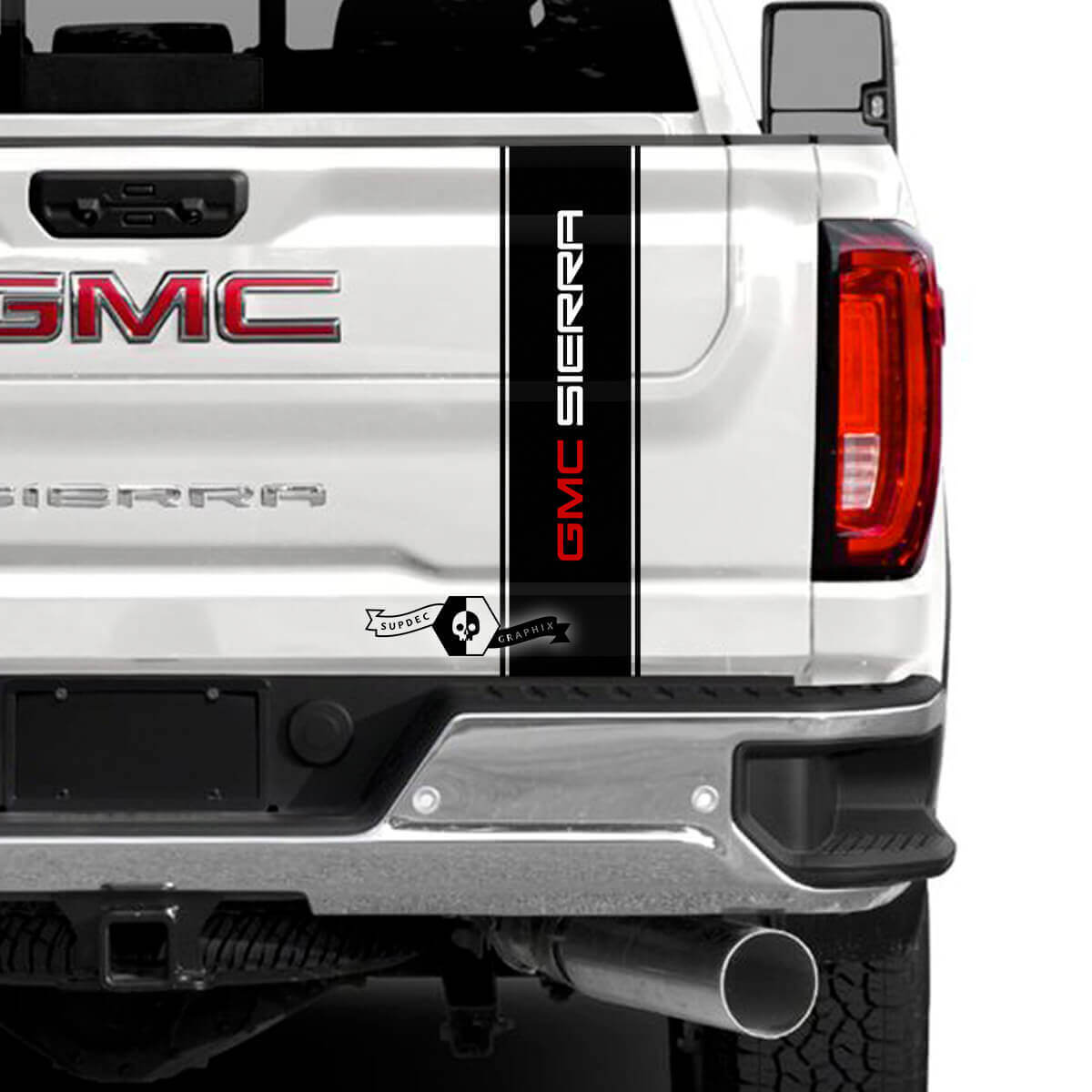 Gebrandeter Heckklappen-Streifenaufkleber aus Vinyl für GMC Sierra 2500HD 2022-2023