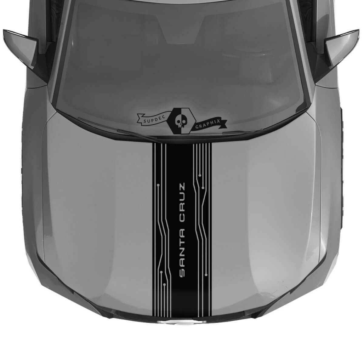 Techno Style Haubenstreifen Vinylaufkleber für Hyundai Santa Cruz