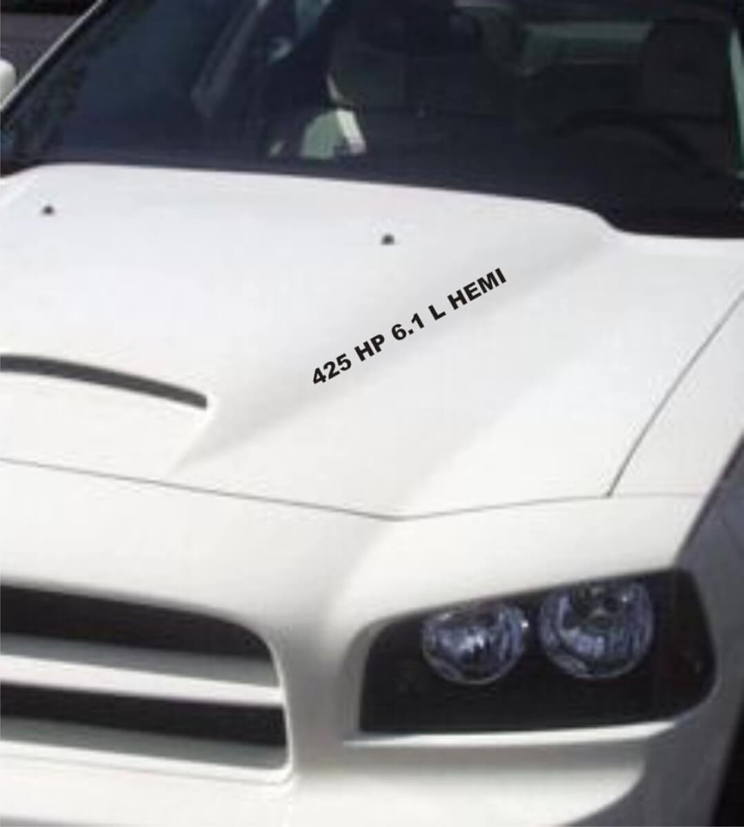 425 PS 6.1L HEMI Haubenbuchstaben Vinylaufkleber für Dodge Charger Challenger Ram SRT8