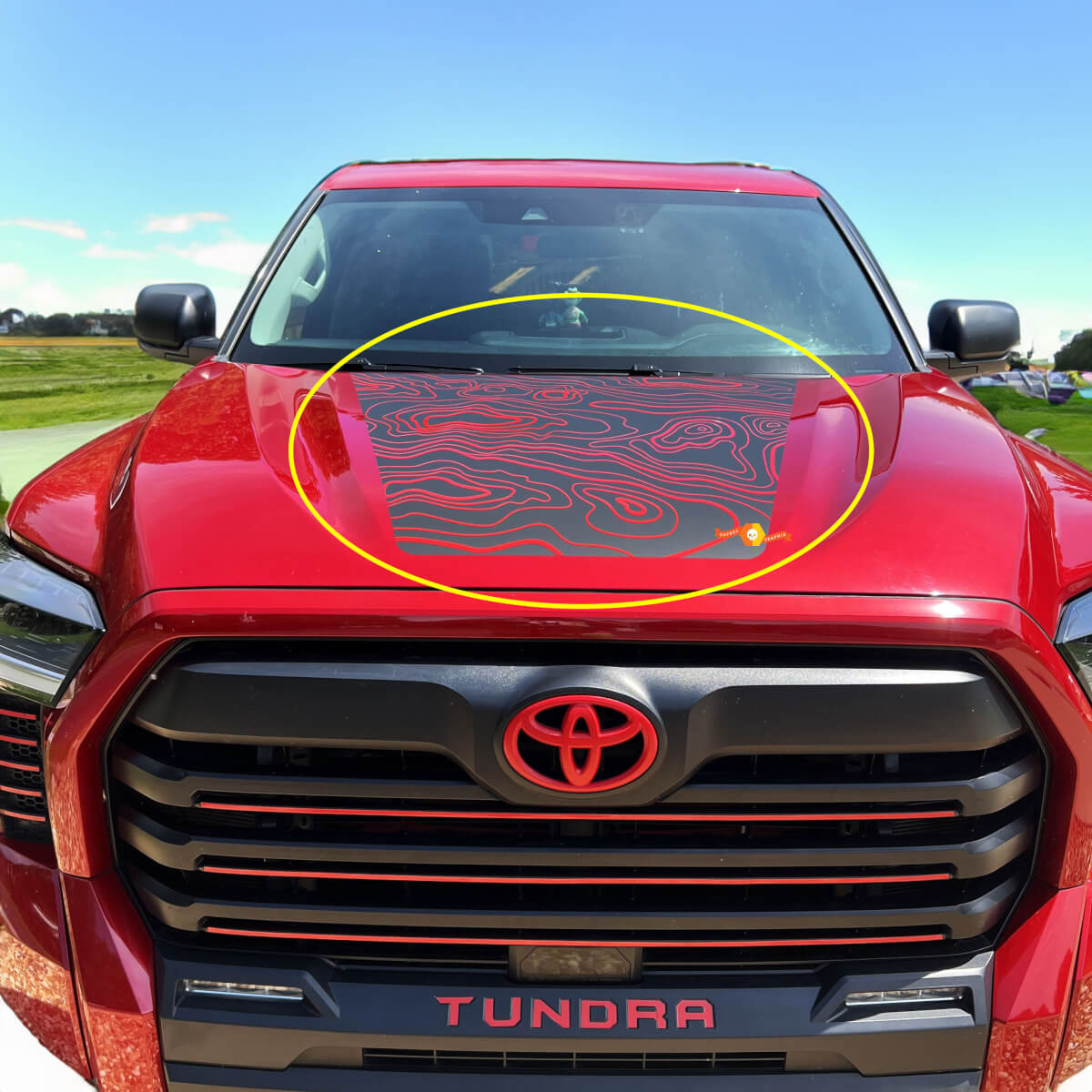 Topografischer Kartenaufkleber für die Motorhaube für Toyota Tundra 3rd ab 2021, Aufklebergrafiken, SupDec-Design, einfarbig
