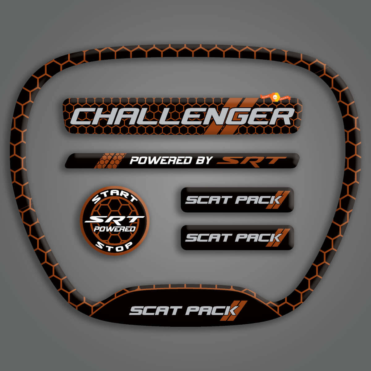 Honeycomb 3D Gel Innenraum-Aufkleber-Kit für Dodge Challenger 2015+