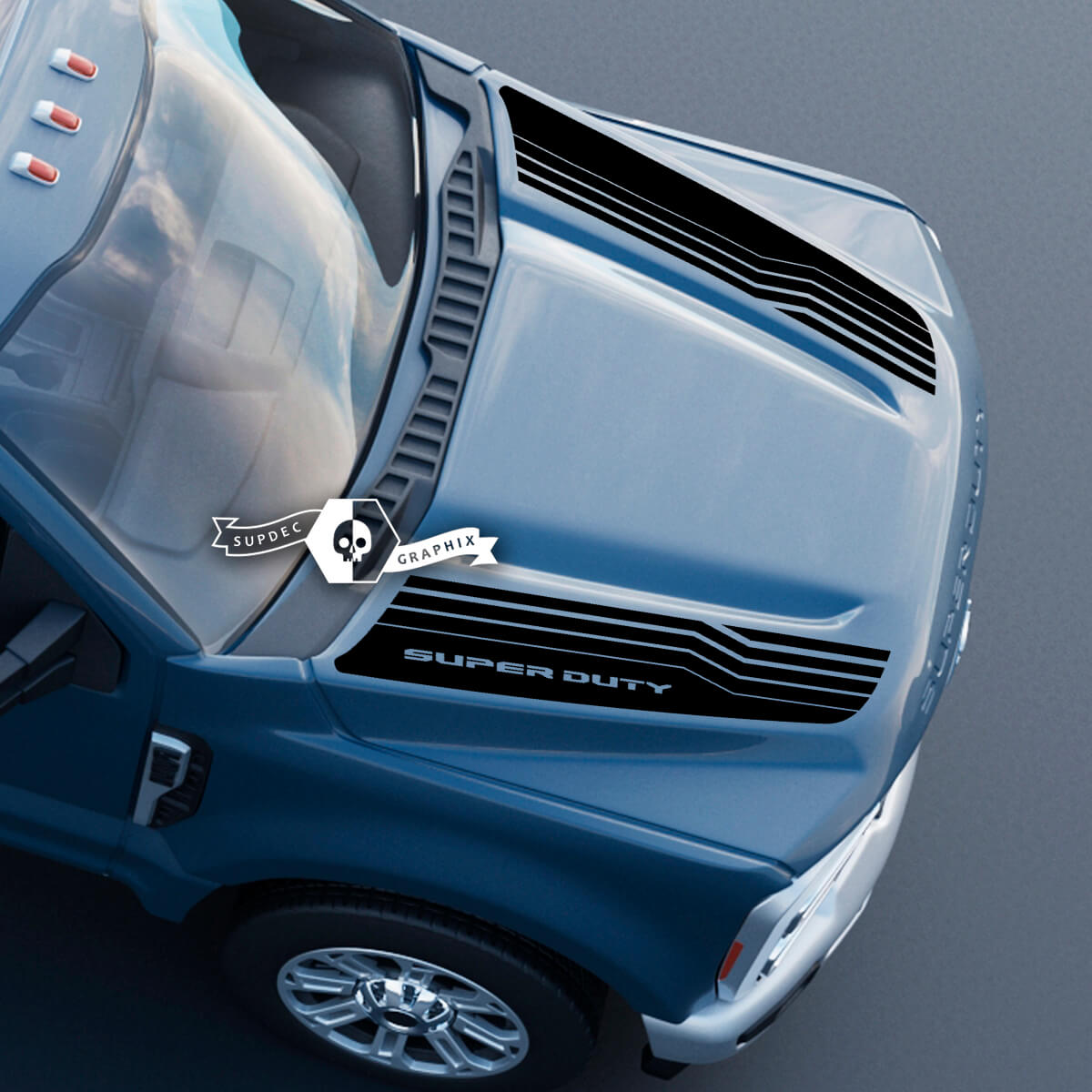 Motorhaube Ford Super Duty 2023 Up Lines Dual Aufkleber Aufkleber Grafik Vinyl
