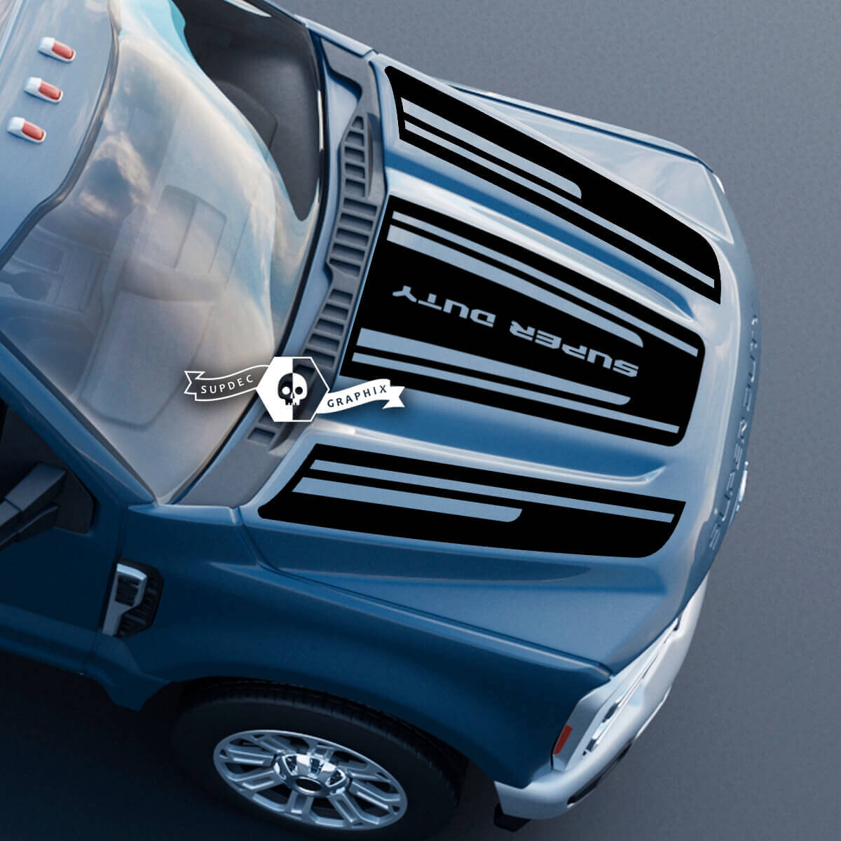 Motorhaube Ford Super Duty 2023 Up Lines Logo Trim Aufkleber Aufkleber Grafiken Vinyl Komplette Kits
