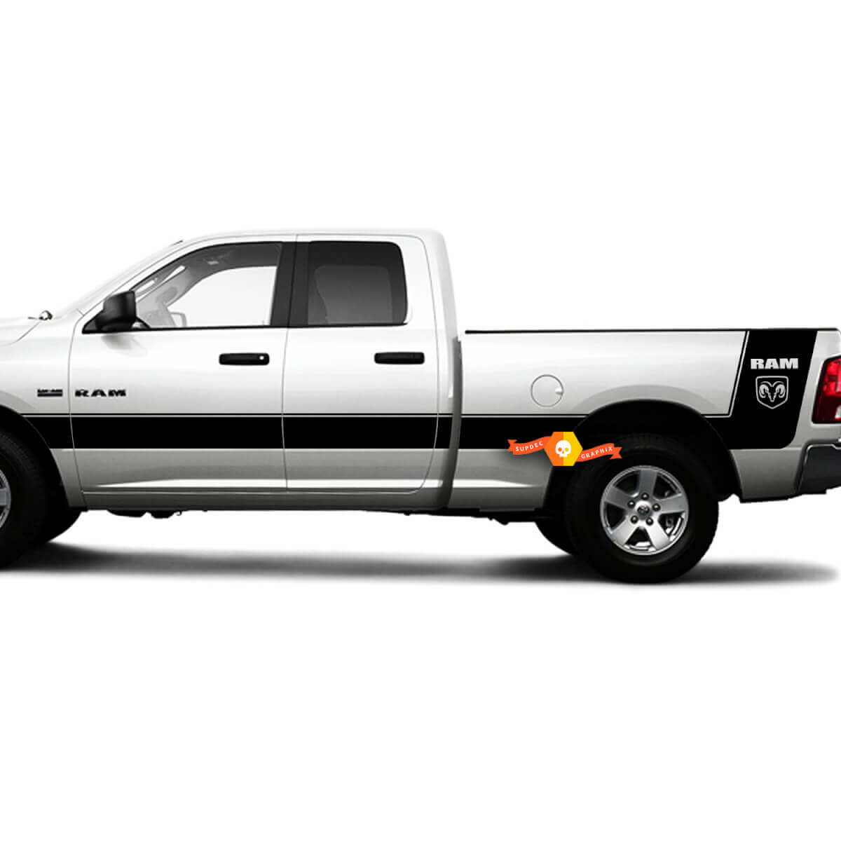 Hemi Style Seitenstreifen Vinylaufkleber-Set für Dodge Ram 1500 2500