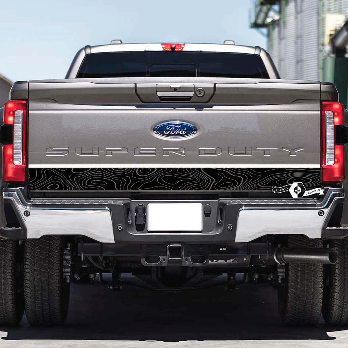 Heckklappe Ford Super Duty 2023 Topografische Karte Topo Vinyl Aufkleber Aufkleber Grafiken
