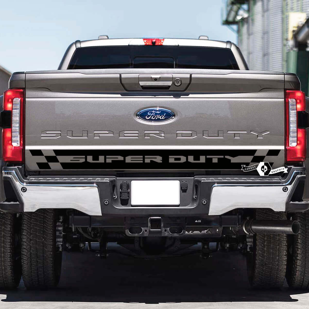 Heckklappen-Schachbrettflaggen-Vinylaufkleber für Musclecar Super Duty 2023