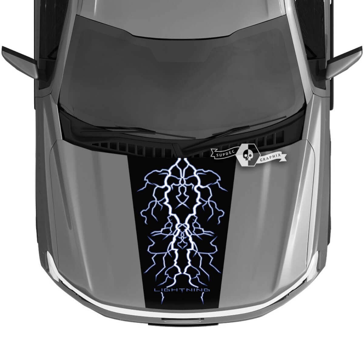 Hood Musclecar truck Lightning 2022 2023 Blackout Dual Lightning Aufkleber Aufkleber Grafik Vinyl
