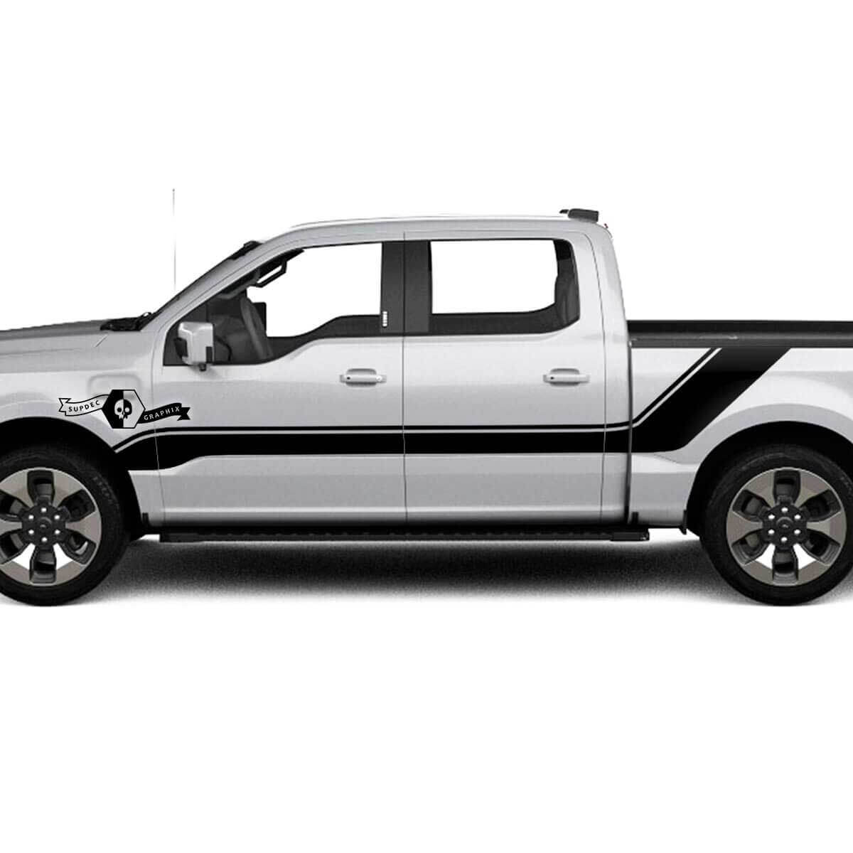 Kotflügel Tür Ladeflächenlinien Zierstreifen Karosseriefolien Grafiken Vinyl Supdec Design für Musclecar Truck Lightning 13507