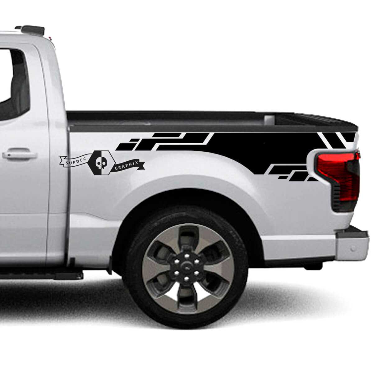 Paar Musclecar truck Lightning 2022 2023 Logo Fender Bed Lines Karosserieaufkleber Seitenaufkleber Grafik Vinyl Supdec Design
