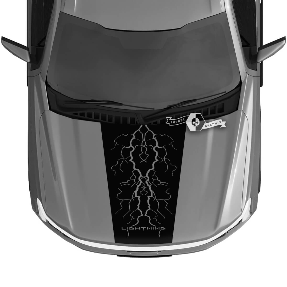 Motorhaube Ford F-150 Lightning 2022 2023 Blackout Dual Lightning Aufkleber Aufkleber Grafik Vinyl Nomo
