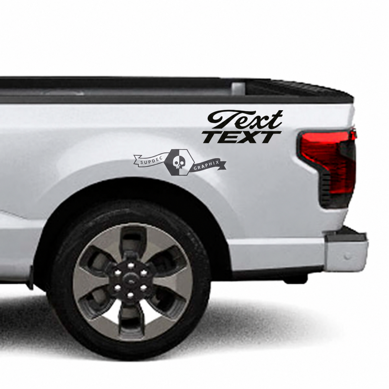 Text Script and TEXT Block Pair Ladeflächenseite Vinylaufkleber für Ford F-150 Lightning