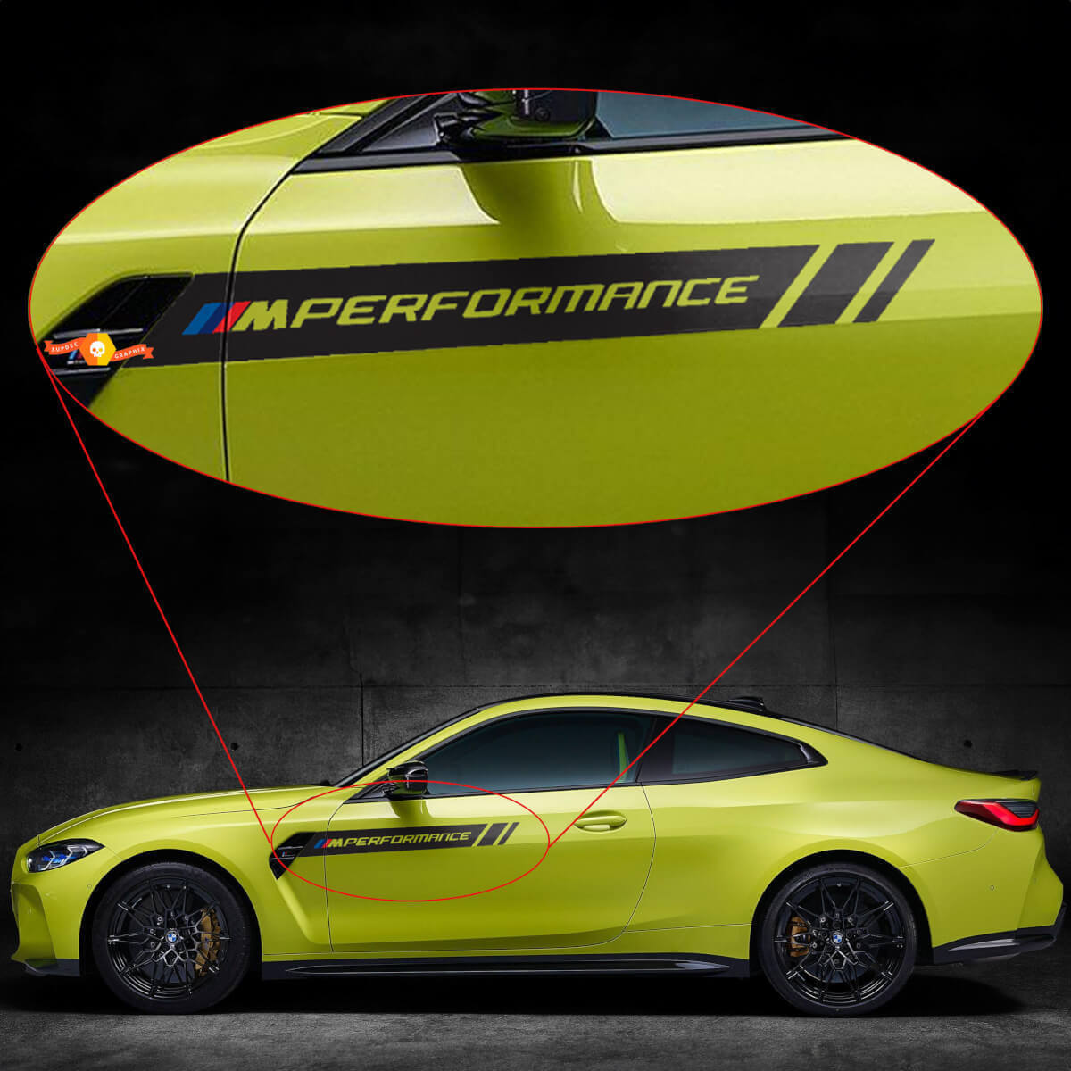 M Performance Style Seiten-Vinylaufkleber Paar für BMW M3 M4 G80 G82 G83