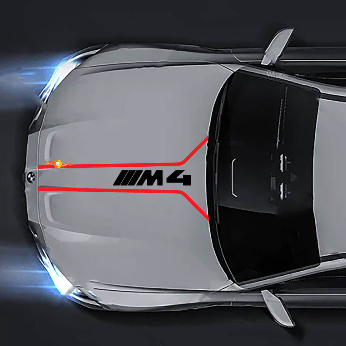 BMW M4 G82 G83 M Performance Motorhaubenlinie M4 Logo Vinyl-Aufkleber-Aufkleber
