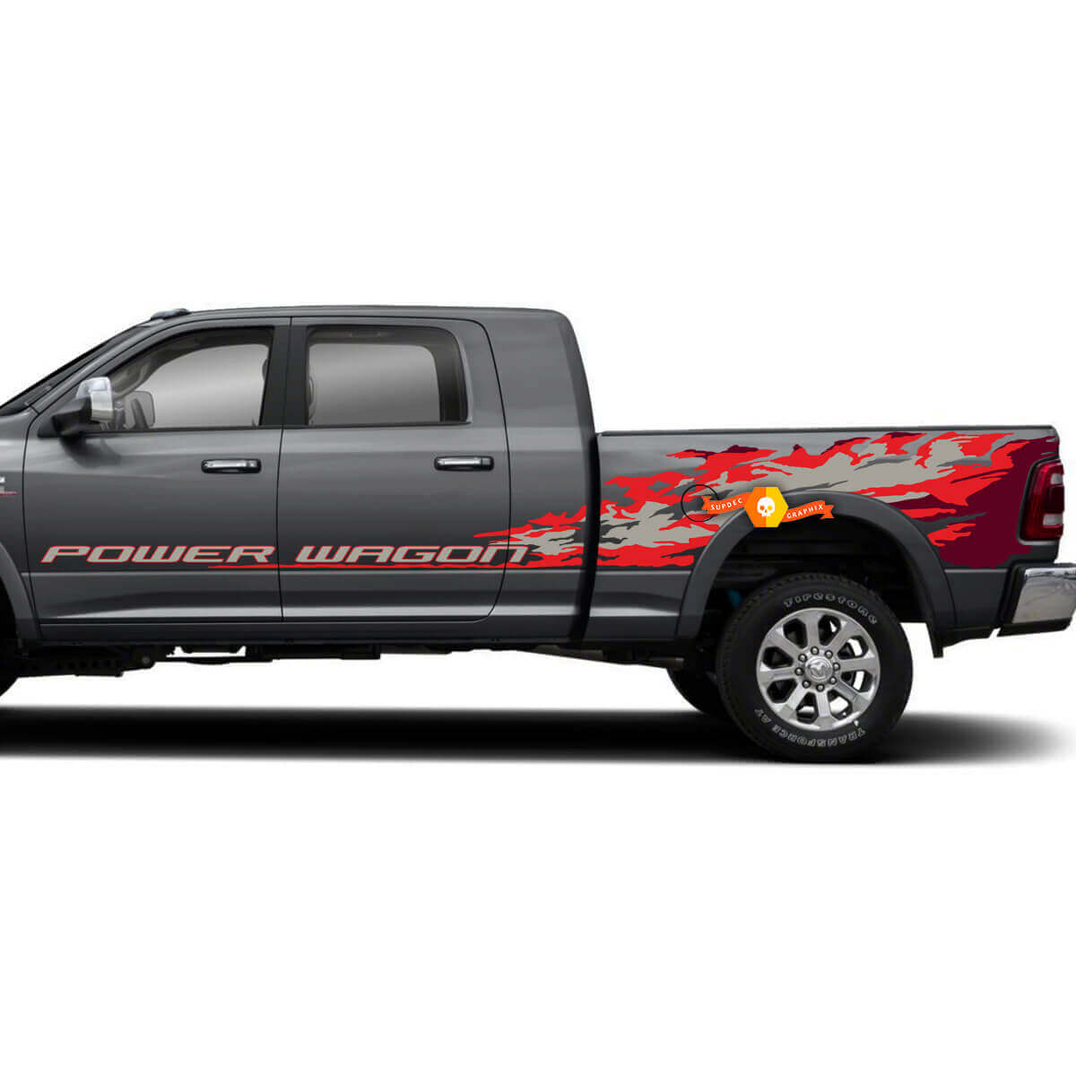 Power Wagon Splash Style Seiten-Vinyl-Aufkleber-Set für Dodge Ram