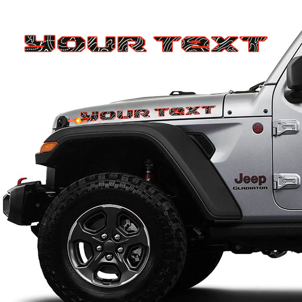 2x Motorhaubenaufkleber für 2019–2023 Jeep Gladiator Topografische Karte Topo
