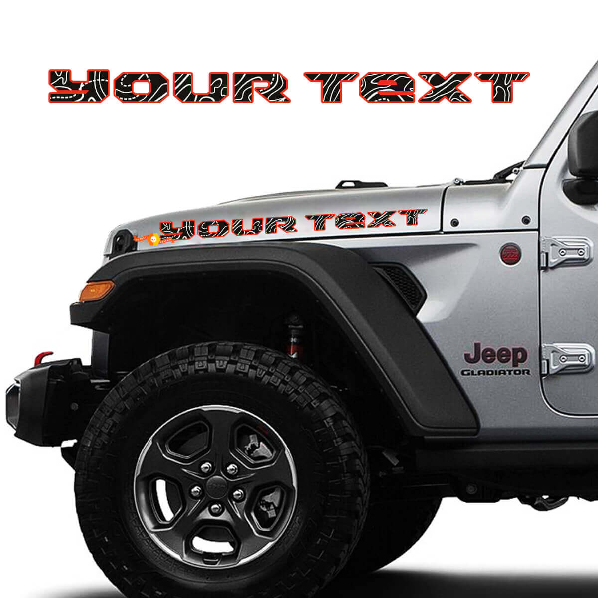 2x Motorhaubenaufkleber für 2019–2023 Jeep Gladiator Topografische Karte Topo
