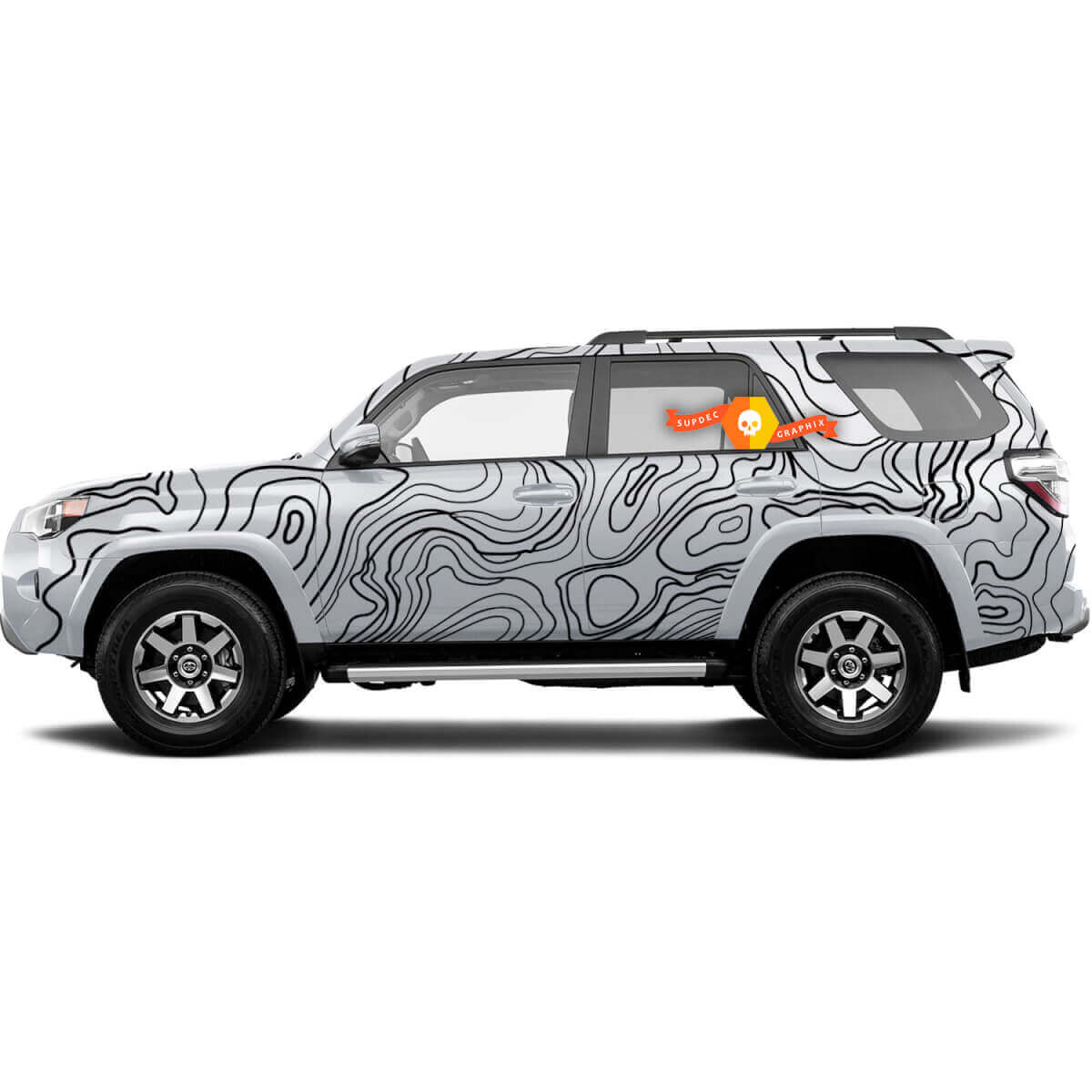 Topografische Karte Vollkörper Vinyl-Aufkleber-Set für Toyota 4Runner