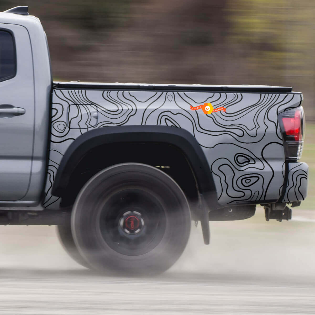 2x Bed Area Toyota Tacoma Topografische Karte Kontur Topo Wrap Vinyl Aufkleber Grafikaufkleber
