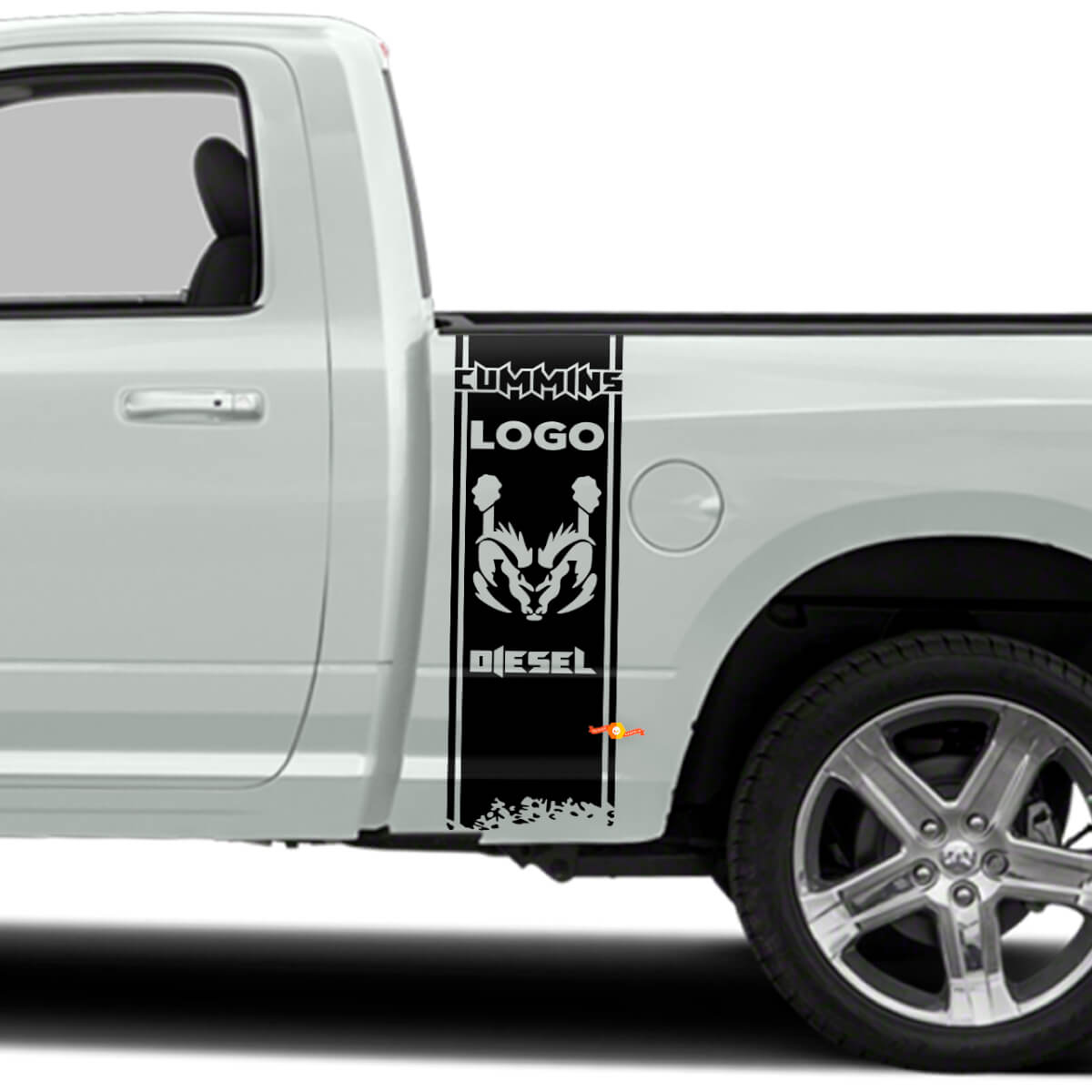 Cummins Hemi Diesel Streifen Bettrand-Vinylaufkleber-Kit für Dodge Trucks