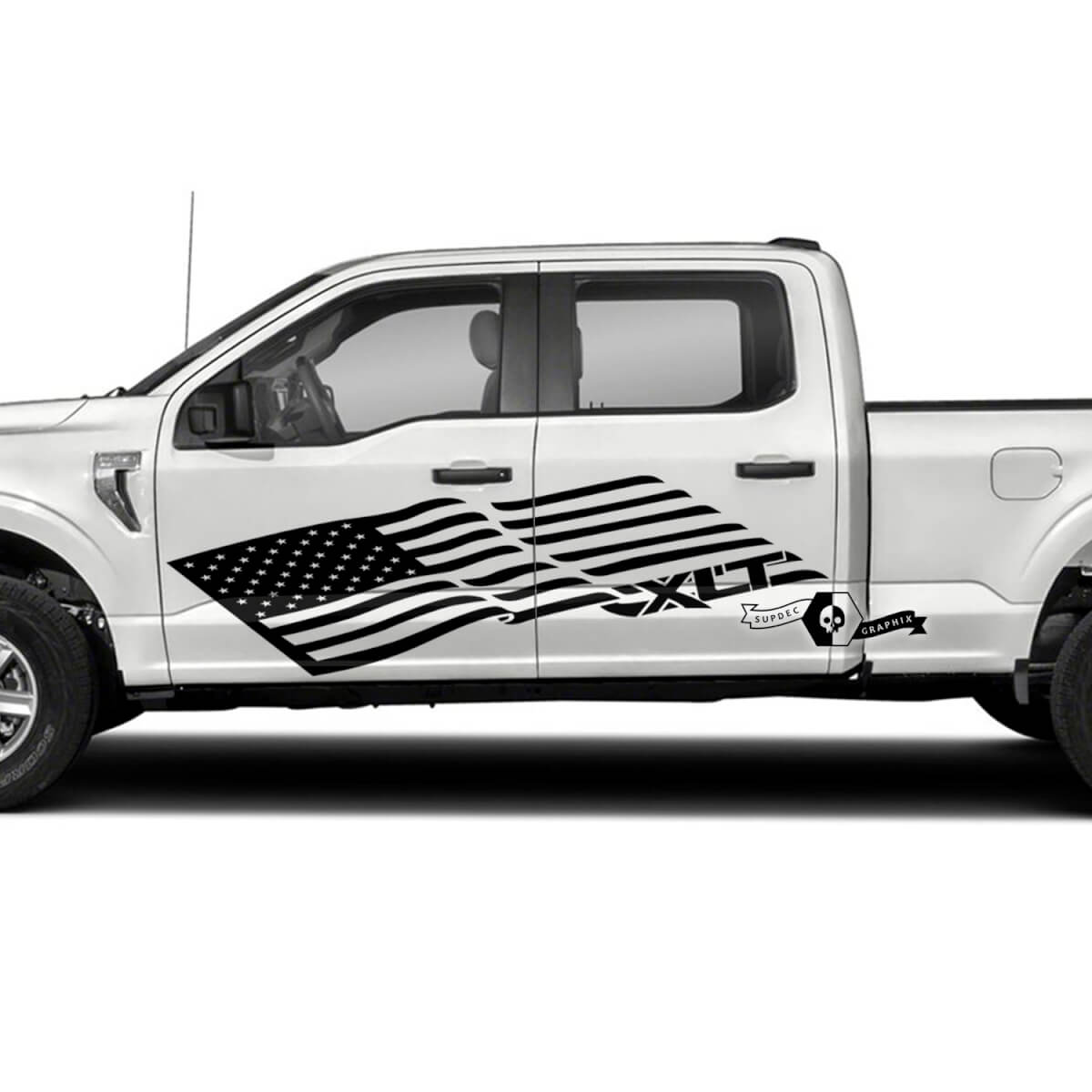 USA-Flagge & XLT-Logo Seiten Tür Vinyl-Aufkleber Set für Musclecar Truck XLT