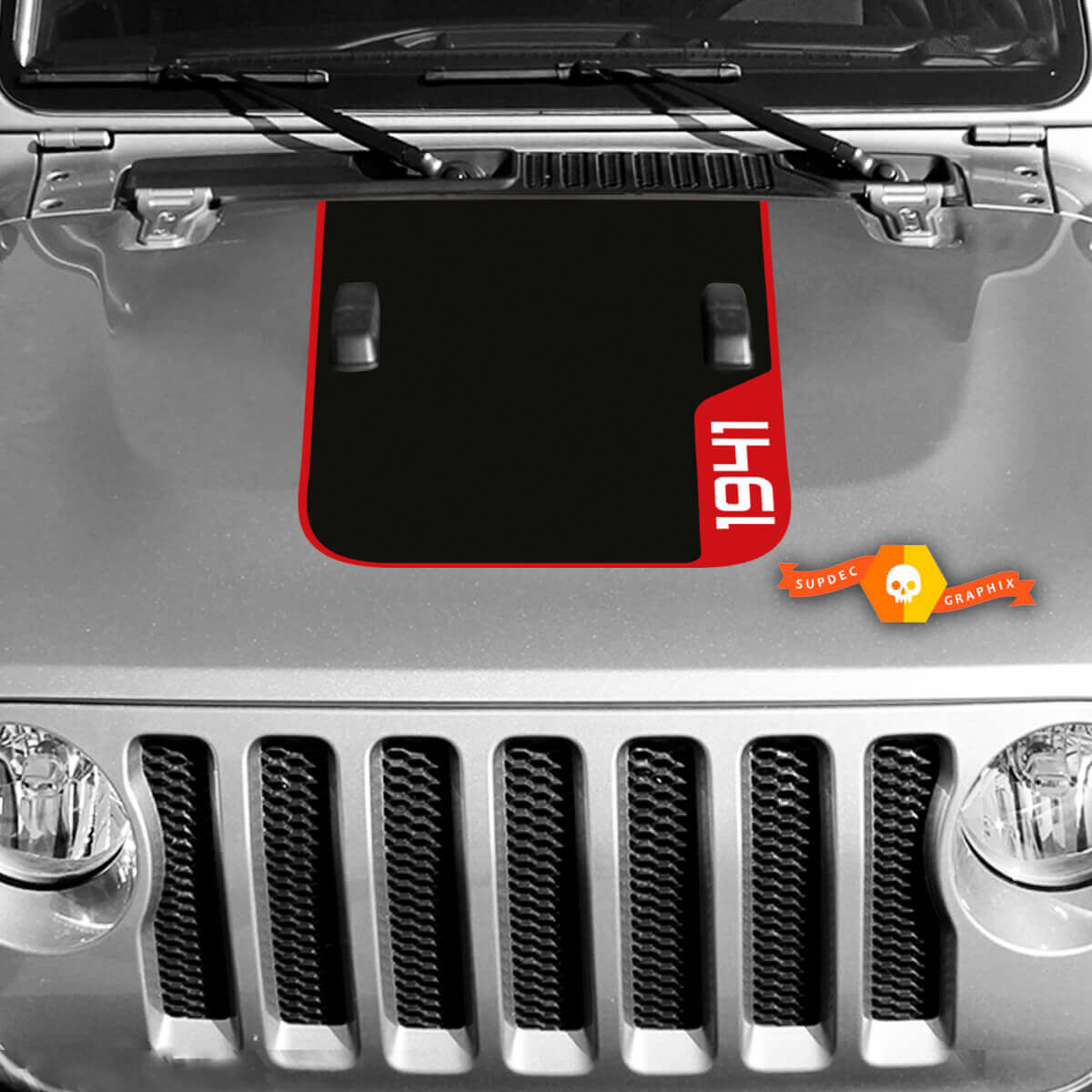 1941 Motorhauben-Vinyl-Aufkleber Grafik 2 für Jeep Wrangler Rubicon 3 Farben