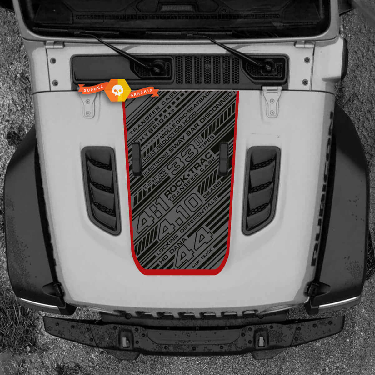 Motorhaube Jeep RUBICON Wrangler Vinyl 2018 + Up Banner Aufkleber Aufkleber Grafiken
